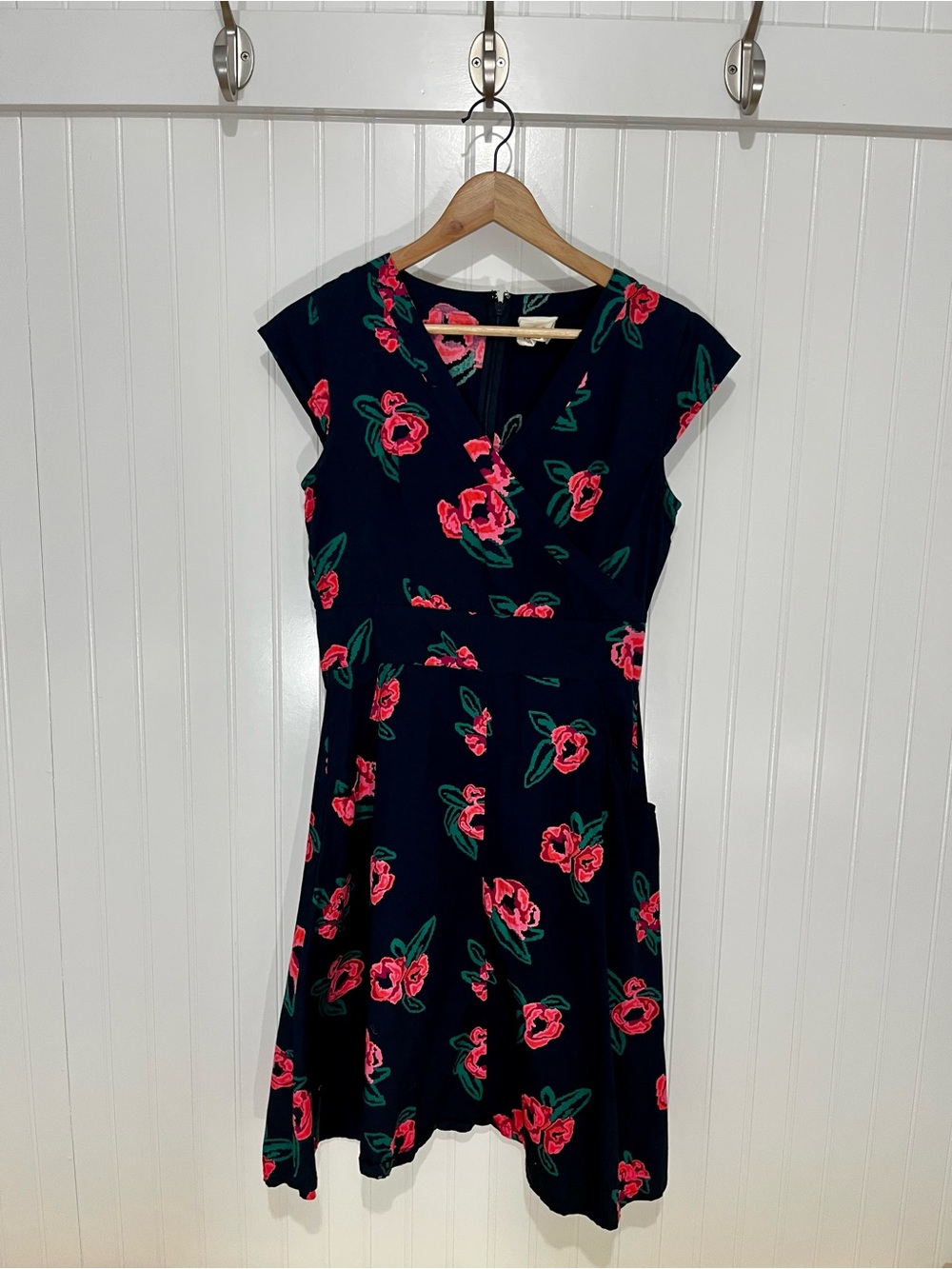 Mata Traders Black Midi Dress with Pink Rose Print